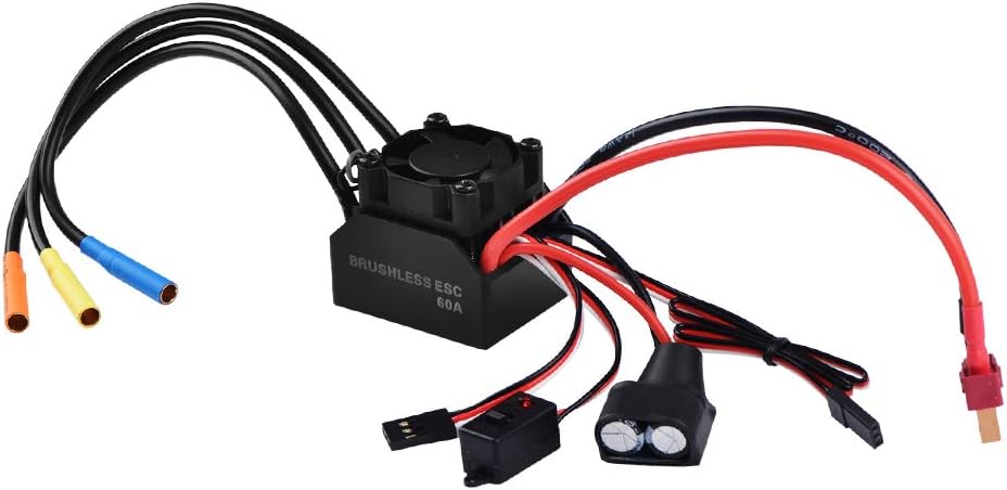 Waterproof 3650 3100KV Sensorless Brushless Motor with 60A Brushless ESC for 1/10 RC Car Truck, Pack of 2 A956
