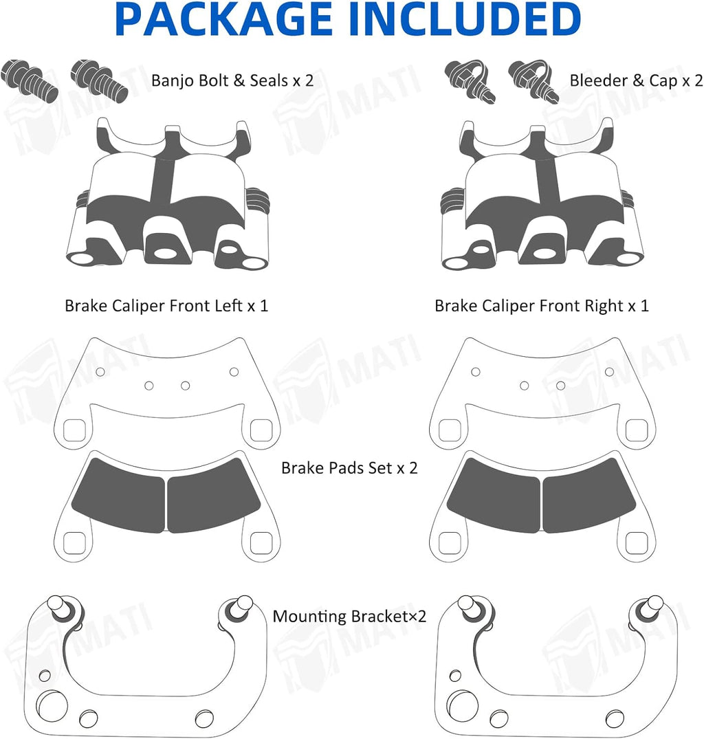 Front Left Right Brake Calipers for Polaris Ranger 500 570 700 EV LEV Sportsman ACE 325 570 900 GEM EM1400 LSV MVRS 700 800 C728354