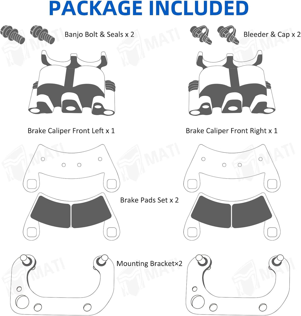 Front Left Right Brake Calipers for Polaris Ranger 500 570 700 EV LEV Sportsman ACE 325 570 900 GEM EM1400 LSV MVRS 700 800 C728354