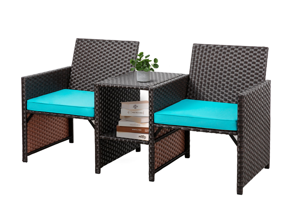Outdoor Wicker Rattan Loveseat with Cushion R557959