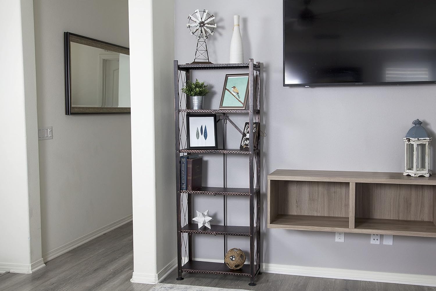 Black 6-Shelf Tall Bookcase K951