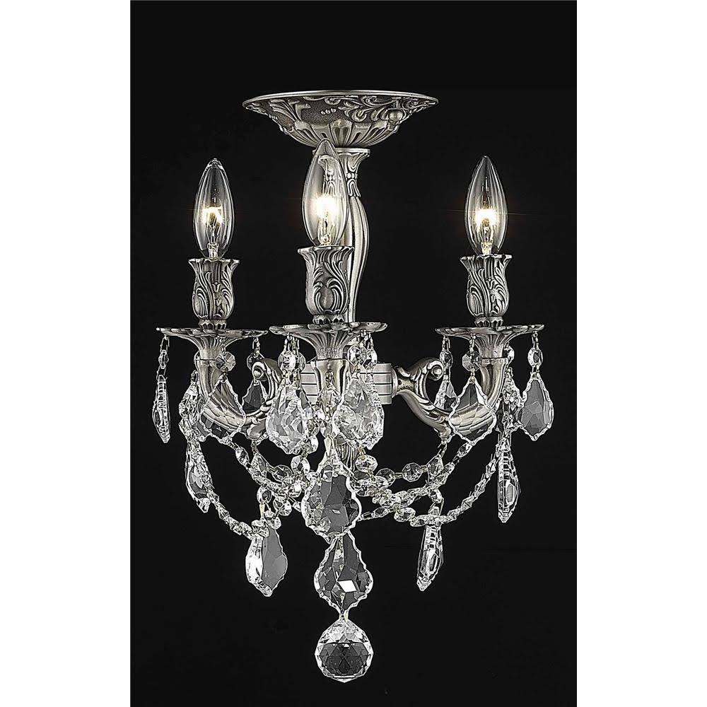 3 Light Pewter Flush Mount Cut Crystal N76791