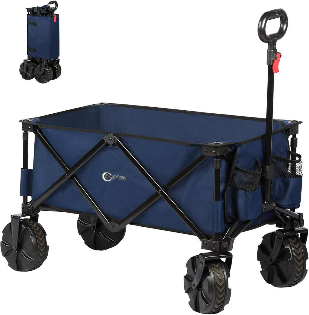 Folding Collapsible Utility Wagon Cart with 8 Wheels, Black U130