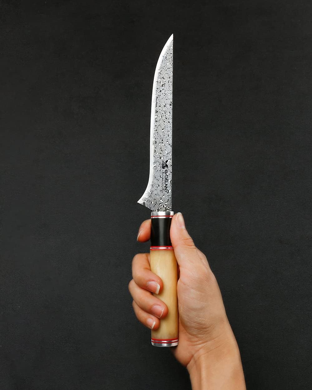 6 Inch Damascus Steel Boning Knife with Camel Bone Handle A29970
