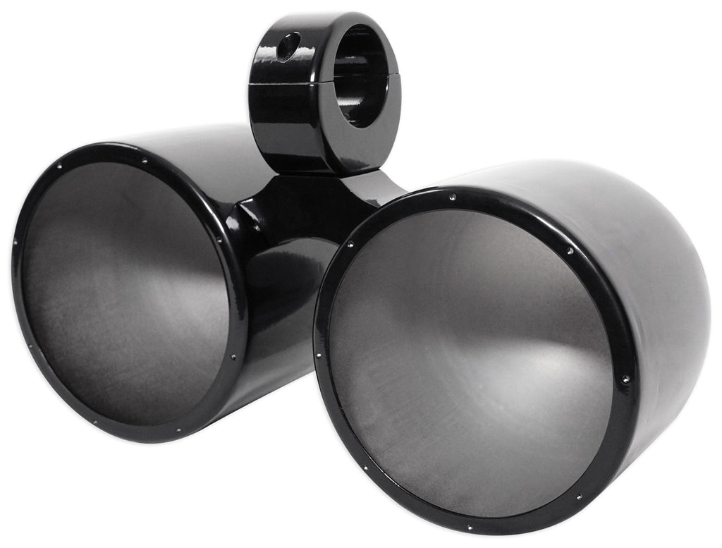 Dual 8" Marine Black Wakeboard LED Speakers with Amplifier and Wires B1222