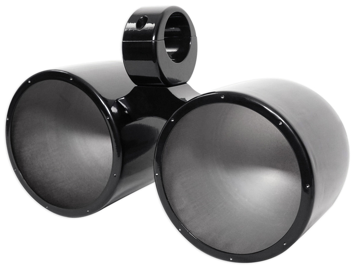 Dual 8" Marine Black Wakeboard LED Speakers with Amplifier and Wires B1222